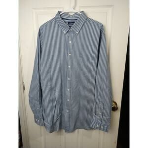 Croft&Barrow Men's XL Shirt Blue Striped Collared Long Sleeve Officewear
